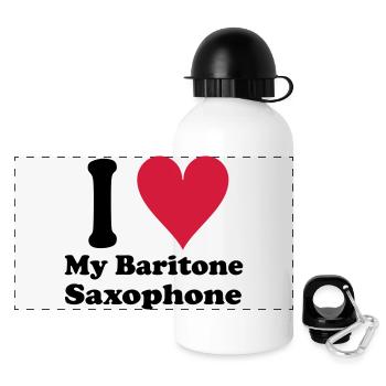 I Love Baritone Saxophone - Panorama Trinkflasche mit Deckel 500 ml - Weiß - Vorne