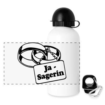 Junggesellenabschied , JGA Braut Ja Sagerin (25) - Panorama Trinkflasche mit Deckel 500 ml - Weiß - Vorne