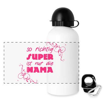 Super Mama Mutter Muttertag Familie Geschenk - Panorama Trinkflasche mit Deckel 500 ml - Weiß - Vorne