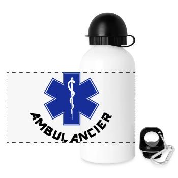 ambulancier logo - Gourde panoramique avec couvercle 500 ml - blanc - Devant
