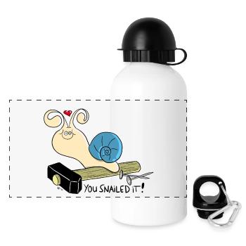 You snailed it! - Panorama Trinkflasche mit Deckel 500 ml - Weiß - Vorne