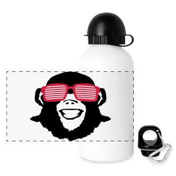 monkey_shades_op2 - Panorama Trinkflasche mit Deckel 500 ml - Weiß - Vorne