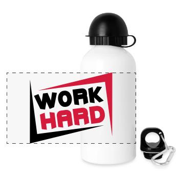 Work Hard - Panorama Trinkflasche mit Deckel 500 ml - Weiß - Vorne