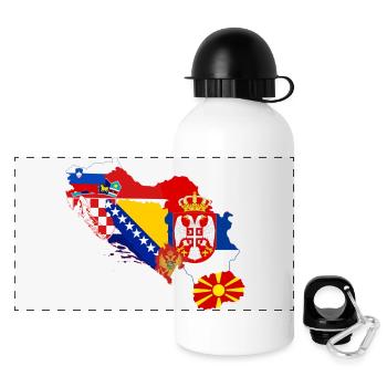 EX Jugoslavija SFRJ - Yugoslavia - Panorama Trinkflasche mit Deckel 500 ml - Weiß - Vorne