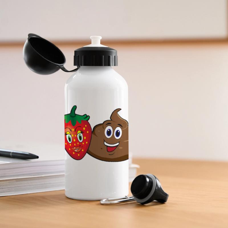 Scheisse mit Erdbeeren Panorama Trinkflasche mit Deckel 500 ml