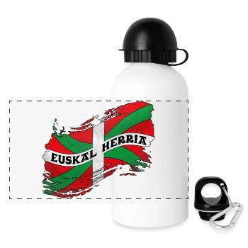 Drapeau Basque - Gourde panoramique avec couvercle 500 ml - blanc - Devant