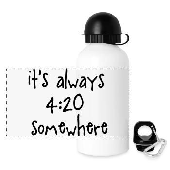 it's always 420 somewhere - Panorama Trinkflasche mit Deckel 500 ml - Weiß - Vorne