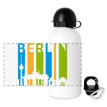 Berlin Schiftzug avec silhouette - Gourde panoramique avec couvercle 500 ml - blanc - Devant