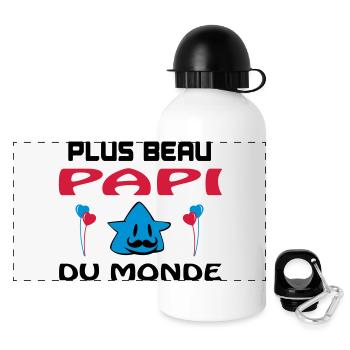 Plus beau papi du monde - Gourde panoramique avec couvercle 500 ml - blanc - Devant
