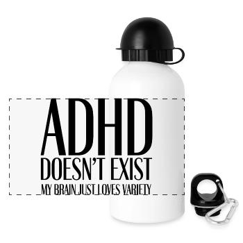 ADHD Doesn’t Exist – My Brain Just Loves Variety - Panorama Trinkflasche mit Deckel 500 ml - Weiß - Vorne