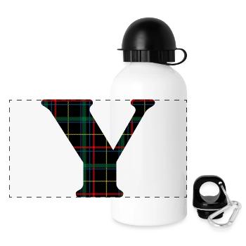 Monogram y Scottish tartan - Panoramic Thermal Bottle with Lid 500 ml - white - Front