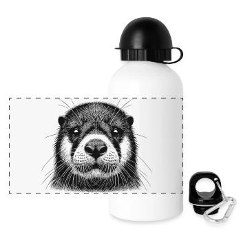 Eurasian river otter - Panoramic Thermal Bottle with Lid 500 ml - white - Front