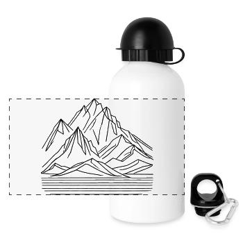 Montagnes majestueuses – Design minimaliste de la nature - Gourde panoramique avec couvercle 500 ml - blanc - Devant