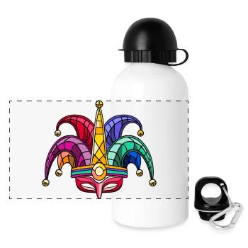 Colorful Fool's Cap Mask – Carnival Carnival - Panoramic Thermal Bottle with Lid 500 ml - white - Front