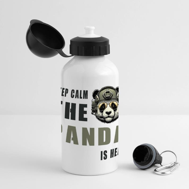 Taktischer Panda – Keep Calm Panorama Trinkflasche mit Deckel 500 ml
