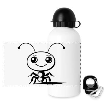 Cute ant as vector illustration - Panoramic Thermal Bottle with Lid 500 ml - white - Front