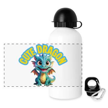 Dragon mignon - Gourde panoramique avec couvercle 500 ml - blanc - Devant