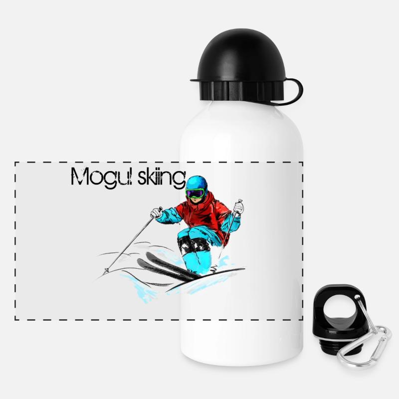 Mogul skiing - Panoramic Thermal Bottle with Lid 500 ml - white