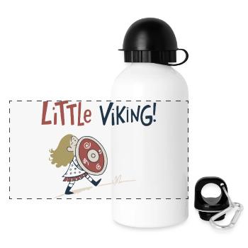 Kleines Wikinger-Abenteuer - Panorama Trinkflasche mit Deckel 500 ml - Weiß - Vorne