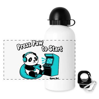 Panda Press Paw Start - Gourde panoramique avec couvercle 500 ml - blanc - Devant