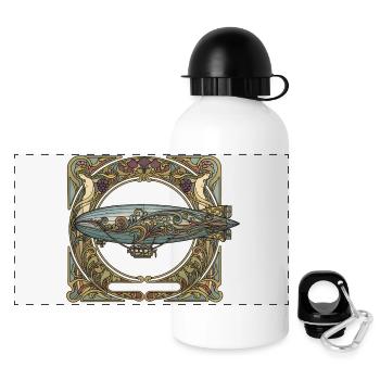 Airship in Art Nouveau frame - Panoramic Thermal Bottle with Lid 500 ml - white - Front