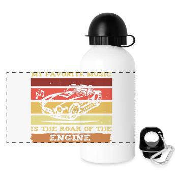 Motorsound und Musik für Autofans - Panorama Trinkflasche mit Deckel 500 ml - Weiß - Vorne