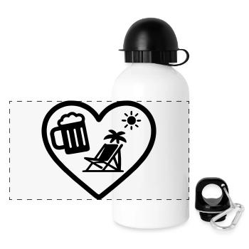 Heart Beer Holiday Sun Humor - Panorama Trinkflasche mit Deckel 500 ml - Weiß - Vorne