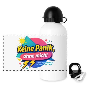 Keine Panik ohne mich! - Panorama Trinkflasche mit Deckel 500 ml - Weiß - Vorne