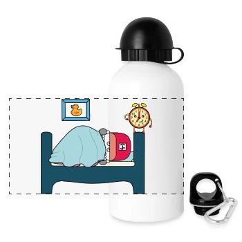 Bedtime Duck Sleepy Cartoon Scene - Panoramic Thermal Bottle with Lid 500 ml - white - Front