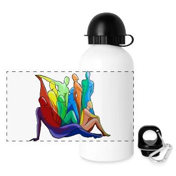 Bunte Körpersilhouetten - Panorama Trinkflasche mit Deckel 500 ml - Weiß - Vorne