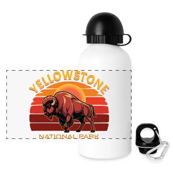 Bisons de buffle du parc national de Yellowstone - Gourde panoramique avec couvercle 500 ml - blanc - Devant