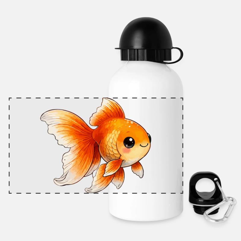 Goldfisch Illustration - Panorama Trinkflasche mit Deckel 500 ml - Weiß