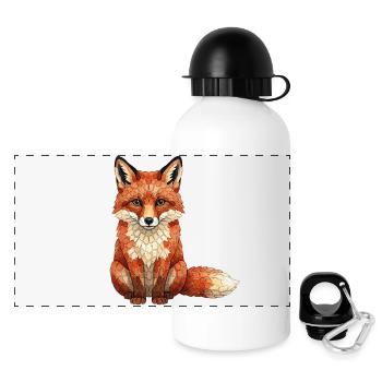 Mosaïque de renard - géométrique pour les fans des animaux de la forêt - Gourde panoramique avec couvercle 500 ml - blanc - Devant