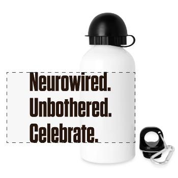 Neurowired. Unbothered. Celebrate. ND Pride - Panoramic Thermal Bottle with Lid 500 ml - white - Front