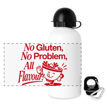 No Gluten No Problem Funny Flour - Panoramic Thermal Bottle with Lid 500 ml - white - Front