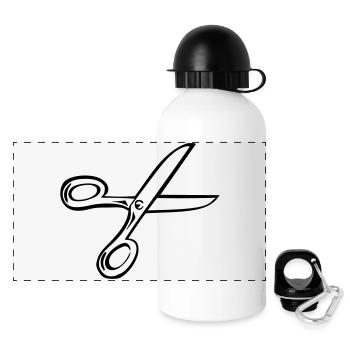 Schere - Panorama Trinkflasche mit Deckel 500 ml - Weiß - Vorne