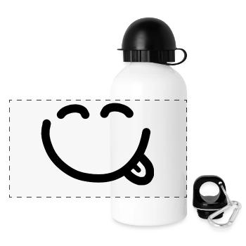 Happy face with tongue sticking out - Panoramic Thermal Bottle with Lid 500 ml - white - Front