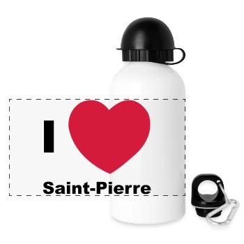 i love saint pierre - Panoramic Thermal Bottle with Lid 500 ml - white - Front