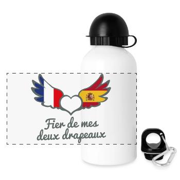 Binationalités France Espagne FrancoEspagnol - Gourde panoramique avec couvercle 500 ml - blanc - Devant