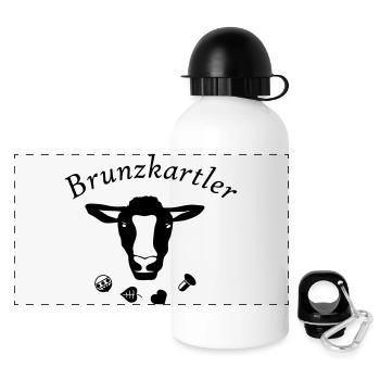 Brunzkartler - Das Schafkopf Ersatzspieler Shirt - Panorama Trinkflasche mit Deckel 500 ml - Weiß - Vorne