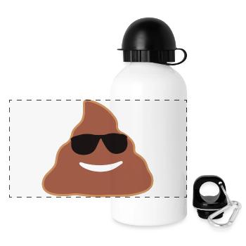 Shit, Emoji - Panorama Trinkflasche mit Deckel 500 ml - Weiß - Vorne