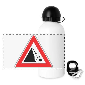 Road sign Stone fall - Panoramic Thermal Bottle with Lid 500 ml - white - Front