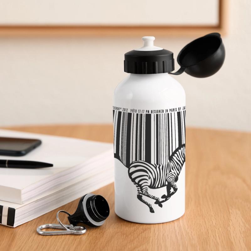 Zebra-Barcode Panorama Trinkflasche mit Deckel 500 ml