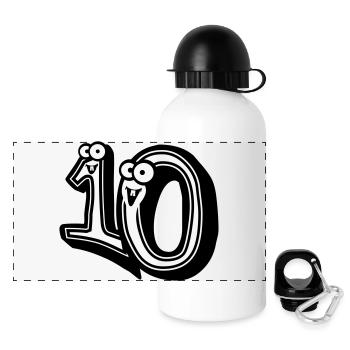 conception 3d du dessin animé comique 10-dix - Gourde panoramique avec couvercle 500 ml - blanc - Devant