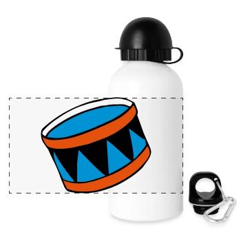 drums - Trommel - Panorama Trinkflasche mit Deckel 500 ml - Weiß - Vorne