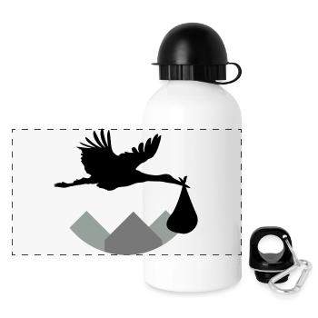 Stork & Baby (Vector) - Panorama Trinkflasche mit Deckel 500 ml - Weiß - Vorne