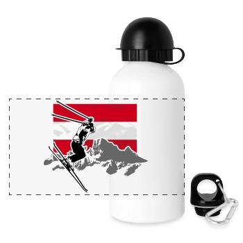 Austria Ski Alpine - Panorama Trinkflasche mit Deckel 500 ml - Weiß - Vorne