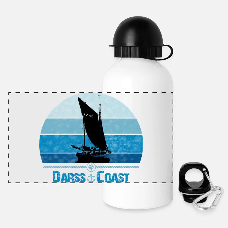 Côte Darss avec Zeesboot - Gourde panoramique avec couvercle 500 ml - blanc