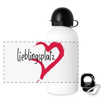 Lieblingsplatz Kissen mit Herz - Panorama Trinkflasche mit Deckel 500 ml - Weiß - Vorne