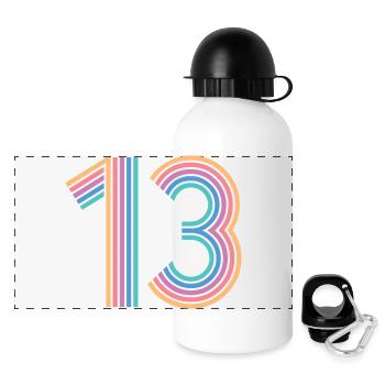 Cool Number 13 - 13 Years Old 13th Birthday Gift - Panoramic Thermal Bottle with Lid 500 ml - white - Front